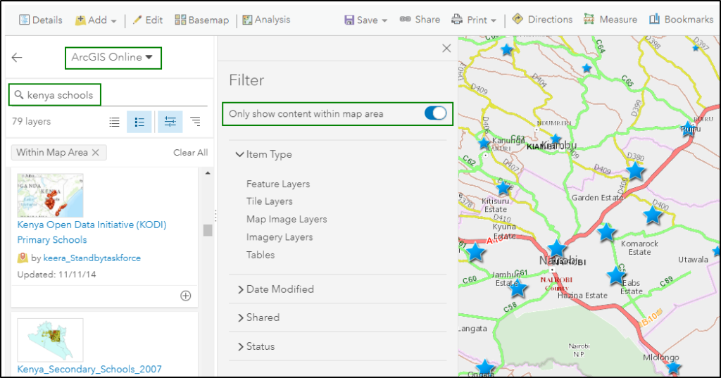 ArcGIS Online Content for Kenya